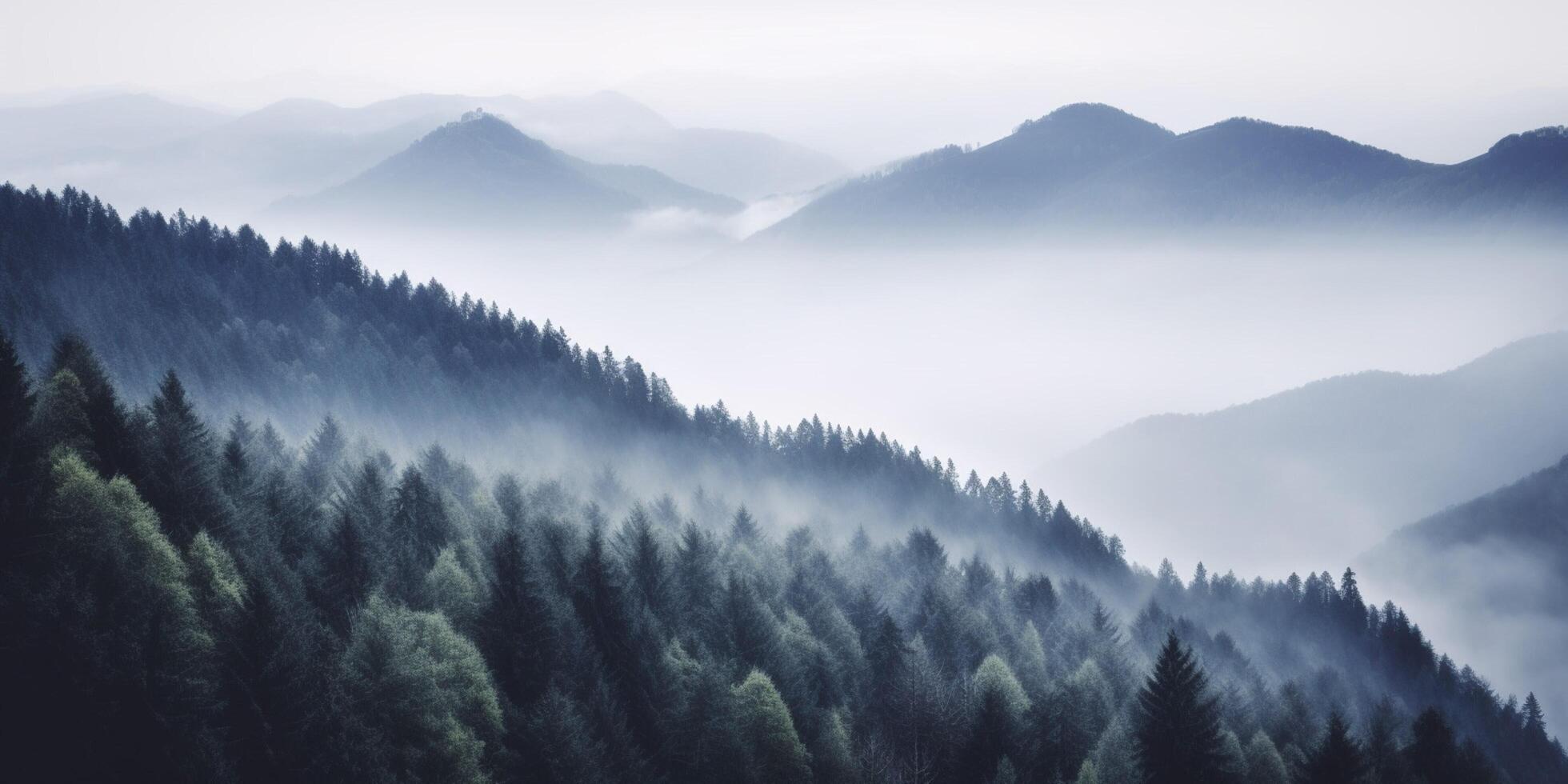 Misty mountains landscape photo