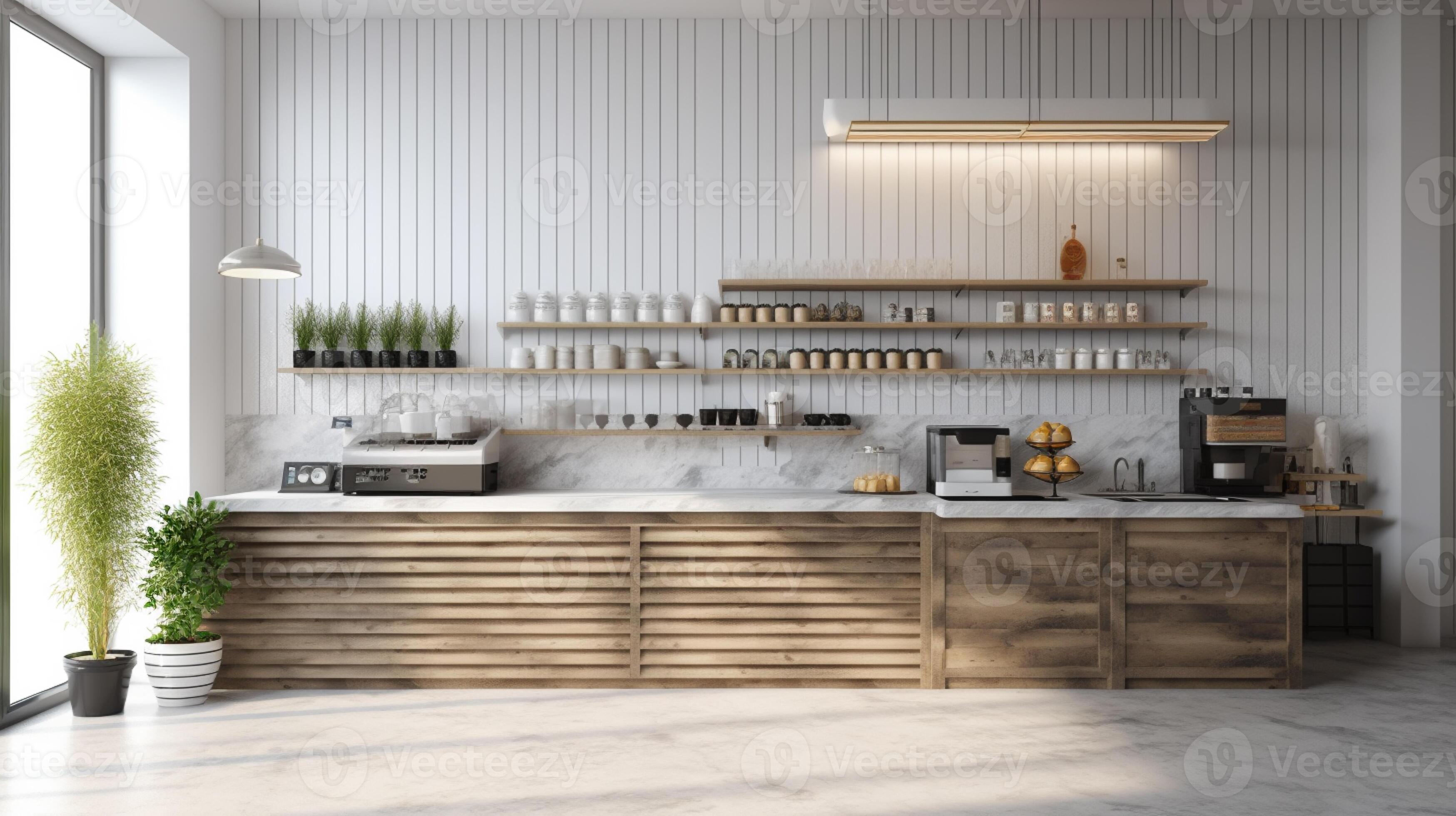 Modern luxury design cafe with counter and espresso machine. 23463736