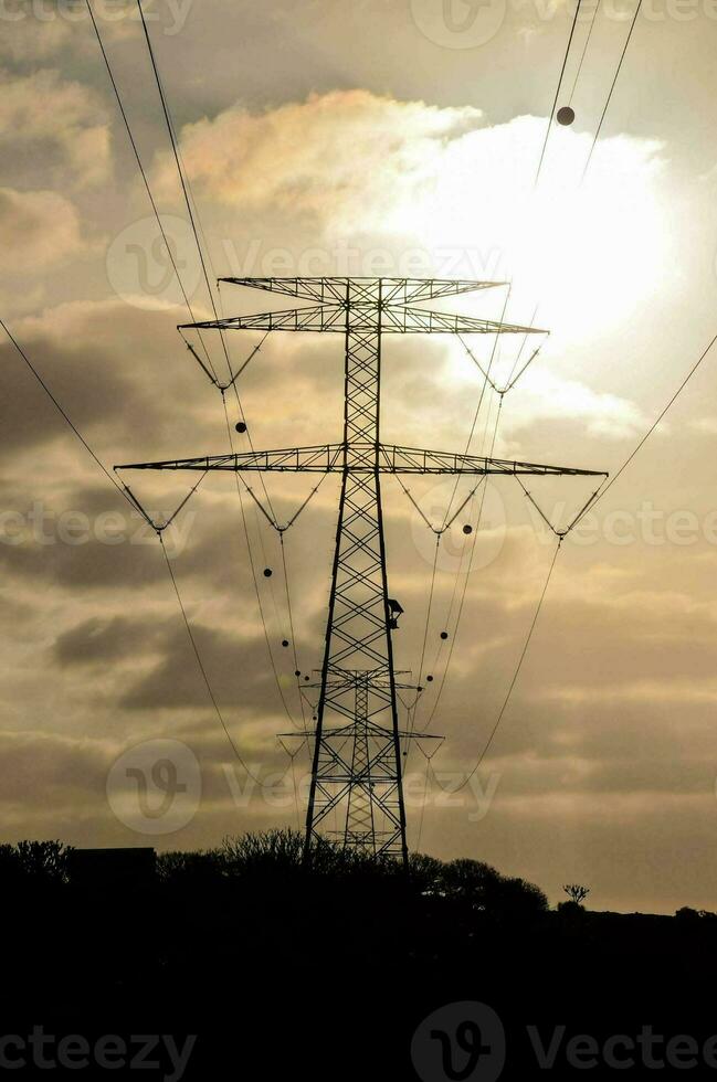 A field with electricity poles photo