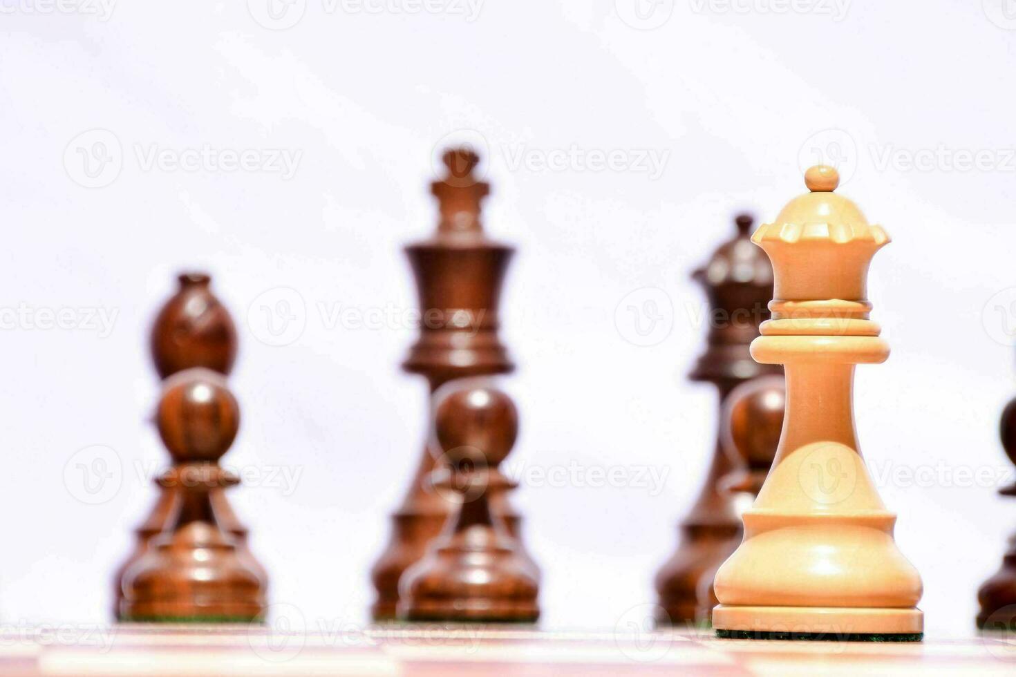 Table and chess pieces photo