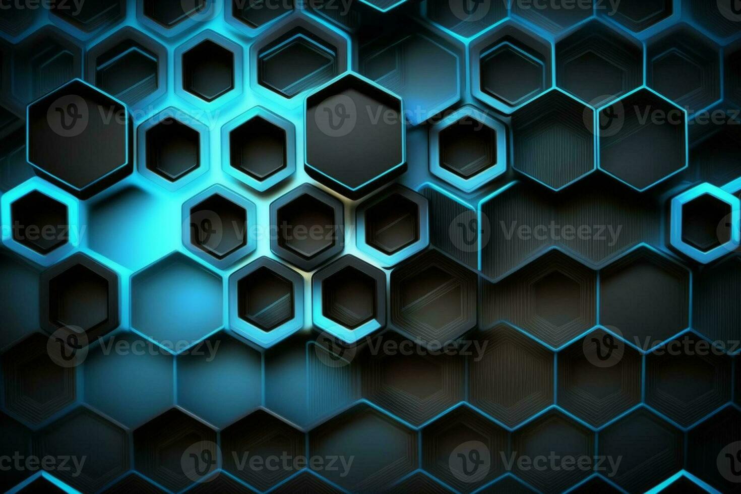 Clear pattern abstract background hexagon black and blue, wallpaper futuristic AI Generated photo