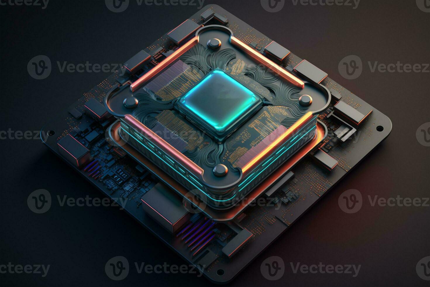 processor chip, tech environment, blockchain concept AI Generated photo