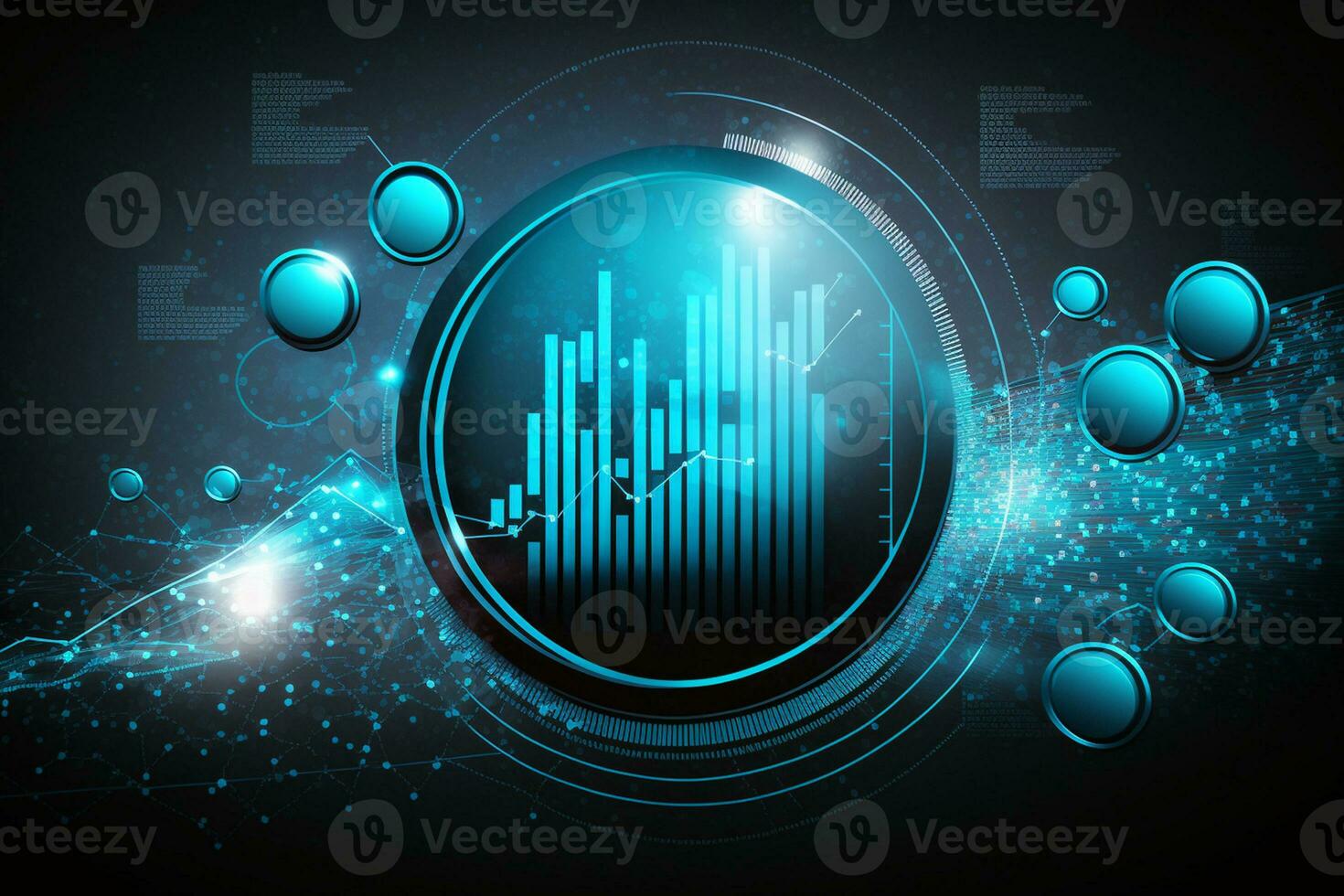Blue money business graph finance chart diagram on economy 3d coin background with growth financial data concept or investment market profit bar and success  AI Generated photo