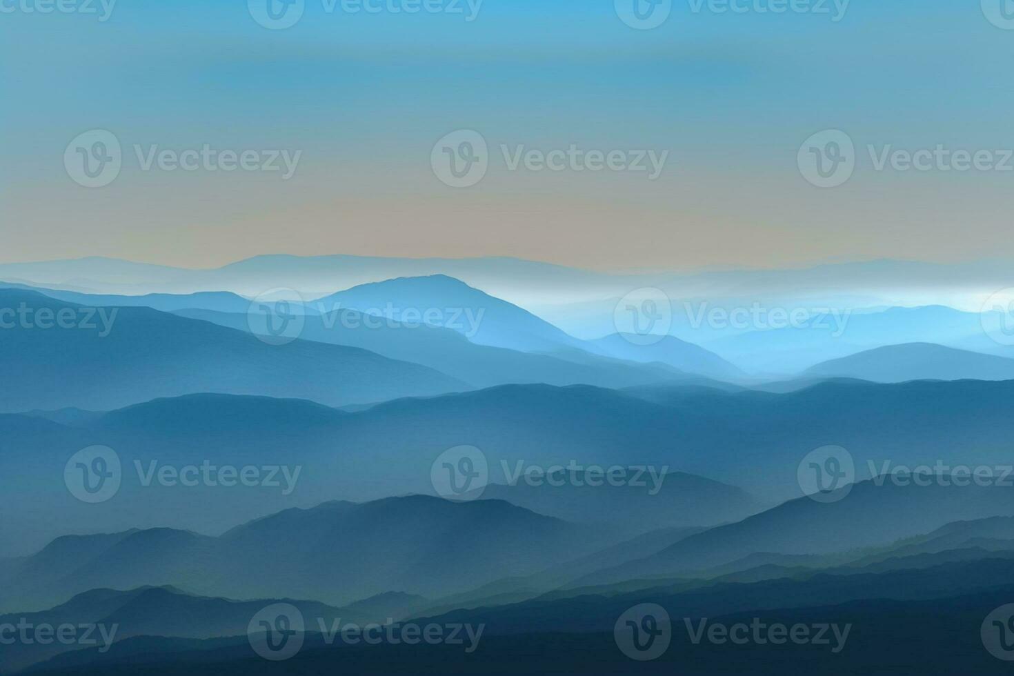 beautiful hills and mountains, colored of shades of blue AI Generated photo