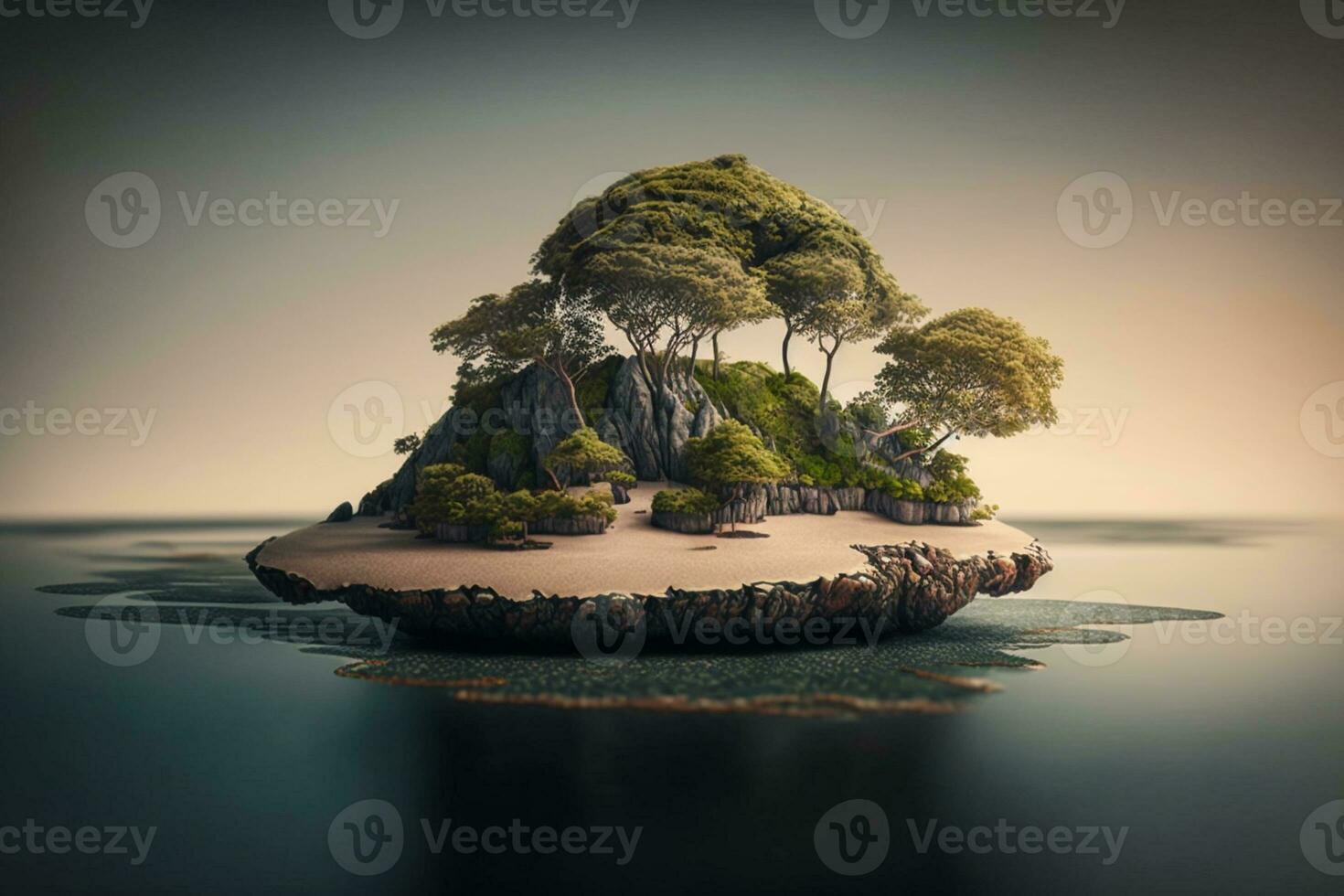 small island with trees on top of it AI Generated photo