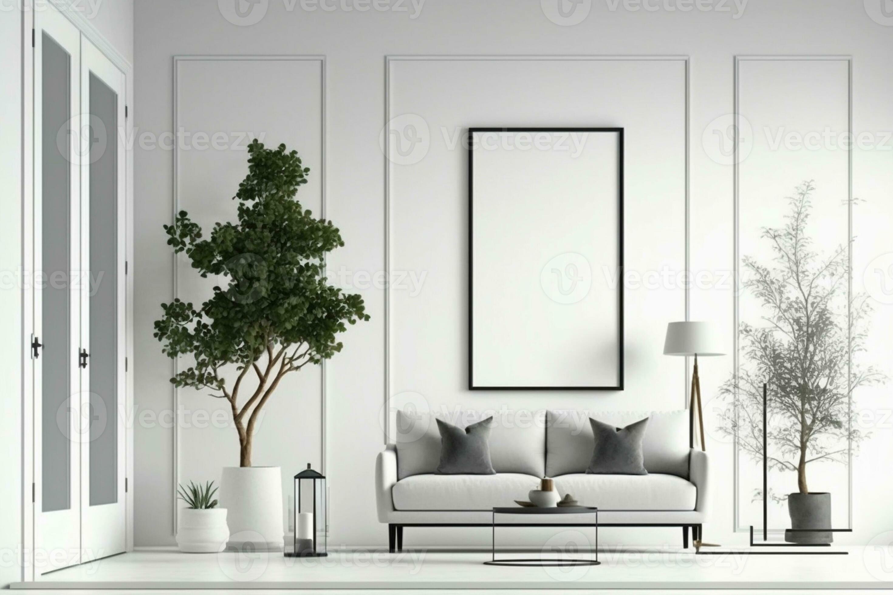 Mock up interior for minimal living room design on white ...
