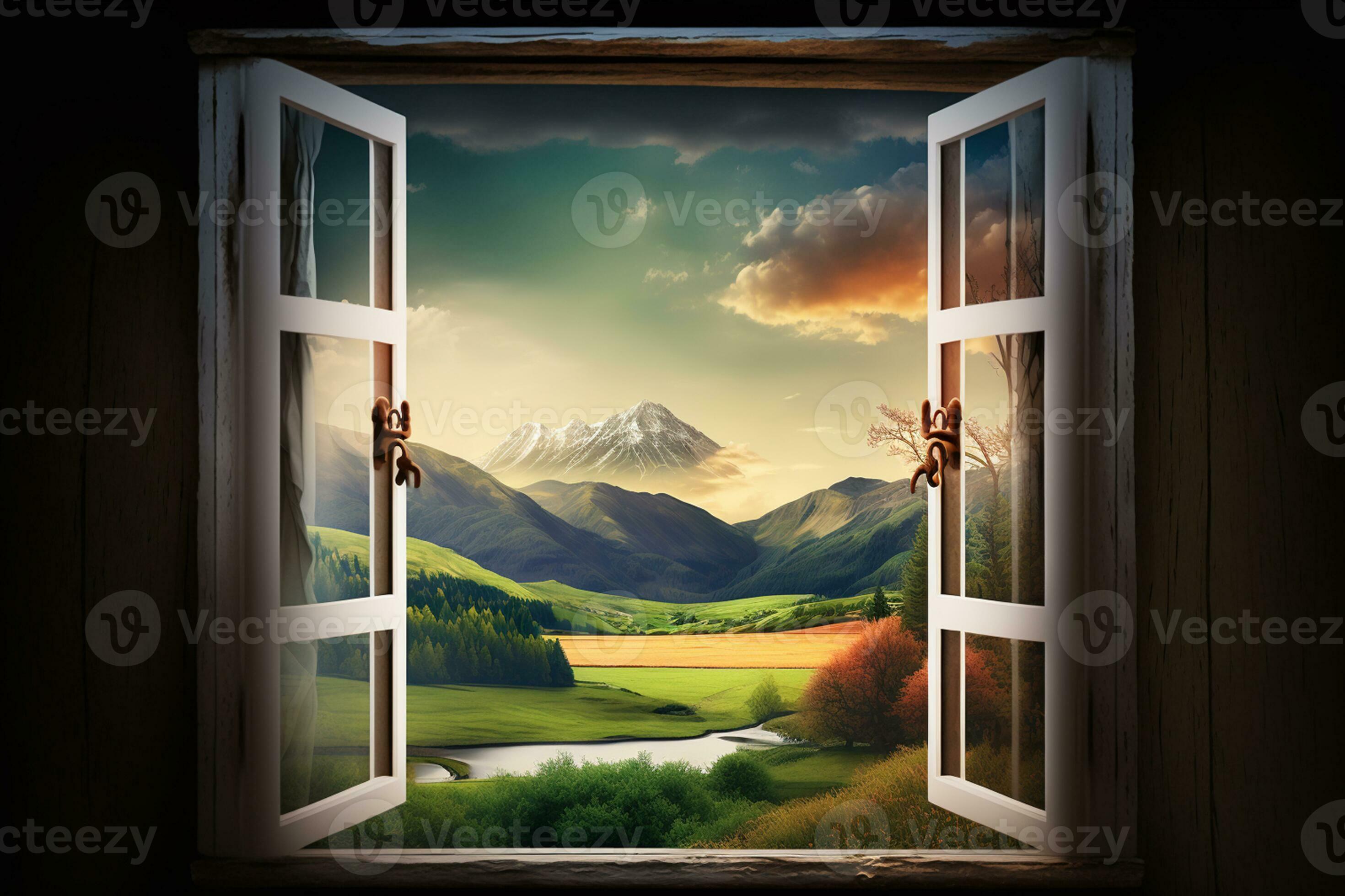 Landscape nature view background. view from window AI Generated