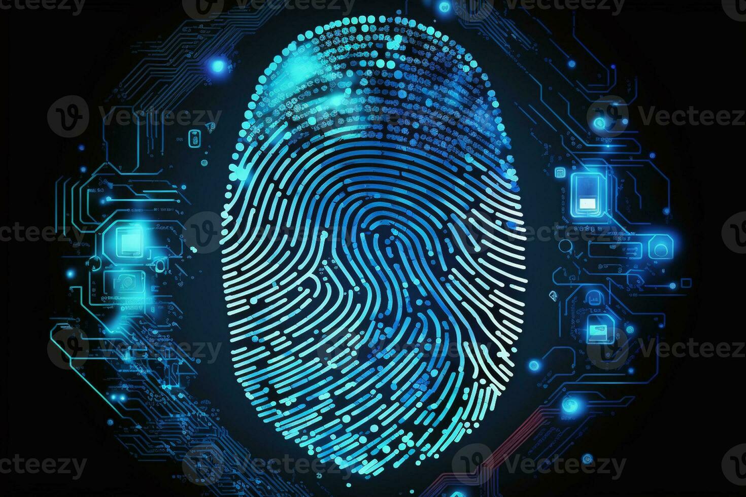 Fingerprint scan provides access of security and identification of business, Banking and finance, Cloud computing AI Generated photo