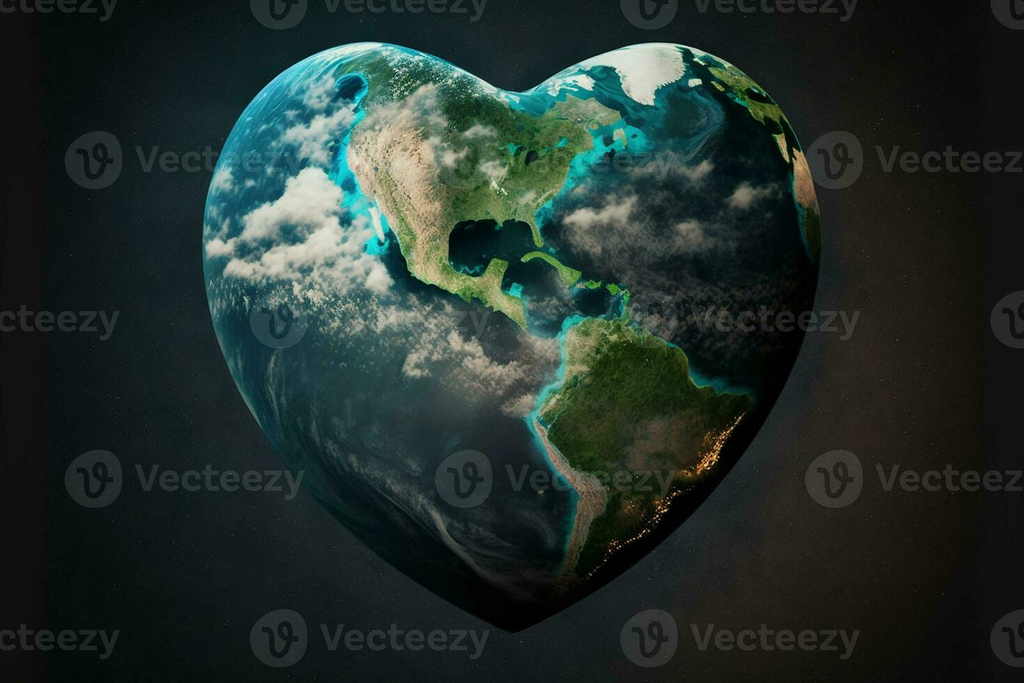 Heart shaped earth, free space for text AI Generated photo