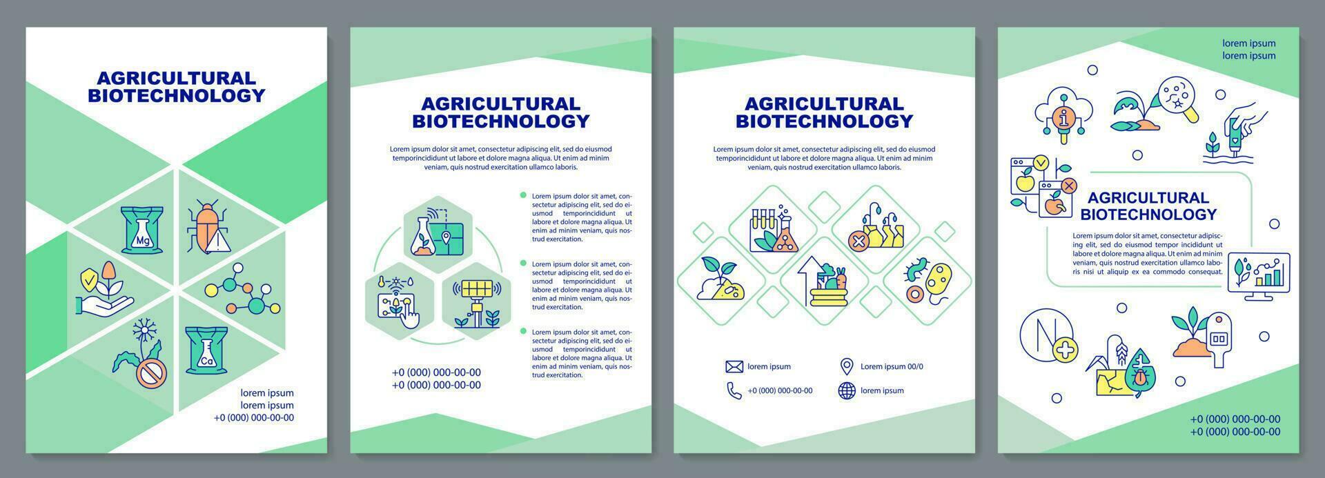 agrícola biotecnología folleto modelo. folleto diseño con lineal iconos editable 4 4 vector diseños para presentación, anual informes