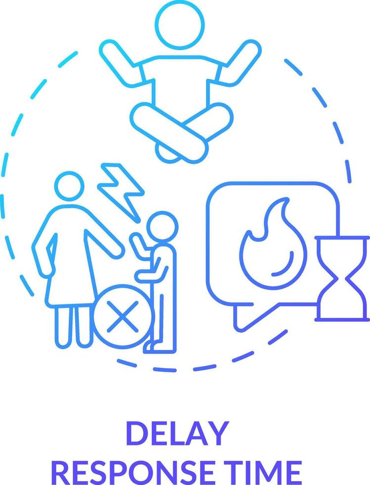 Delay response time blue gradient concept icon. Parenting. Foster emotional regulation in children abstract idea thin line illustration. Isolated outline drawing vector