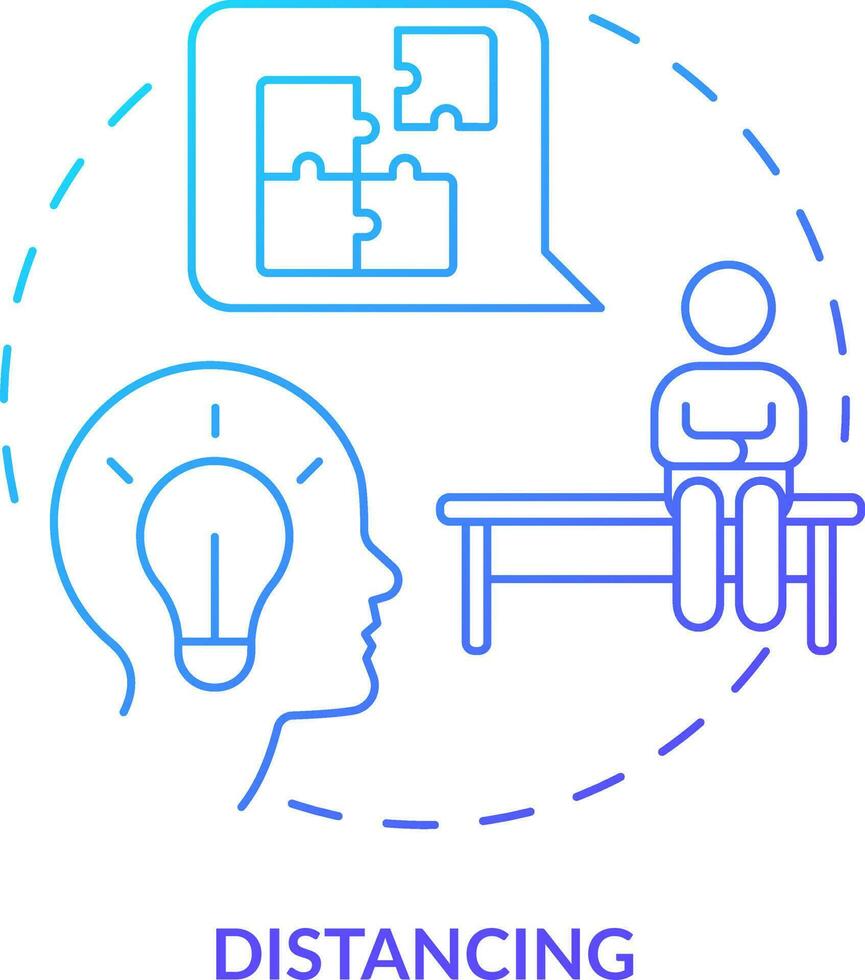 Distancing blue gradient concept icon. Adaptive strategy. Avoid negative impact. Cognitive change abstract idea thin line illustration. Isolated outline drawing vector