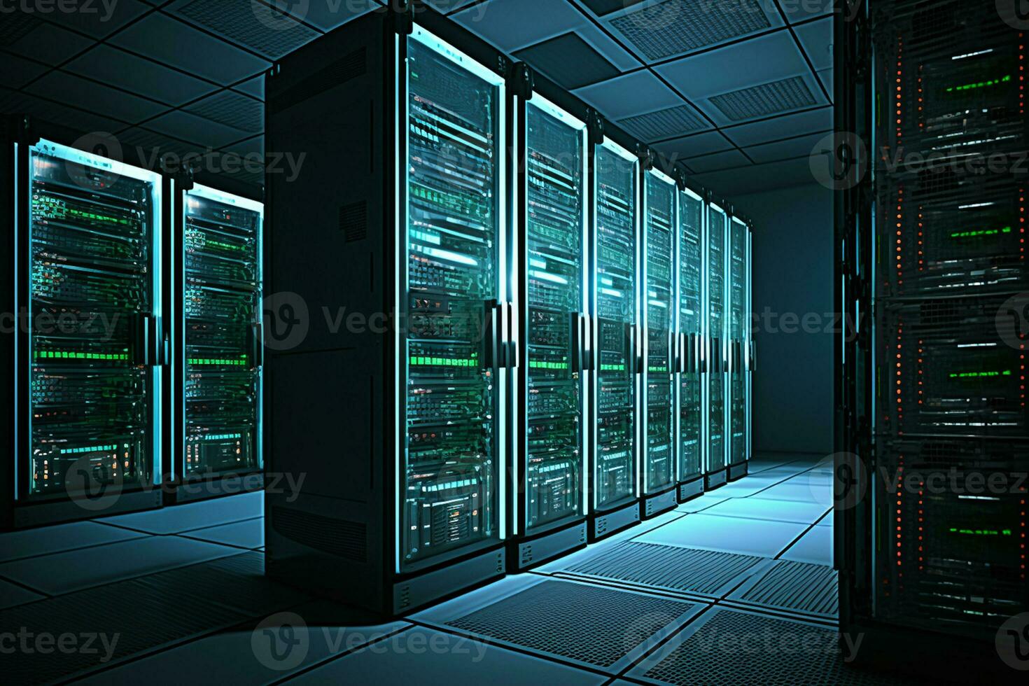 data center in server room with server racks AI Generated photo