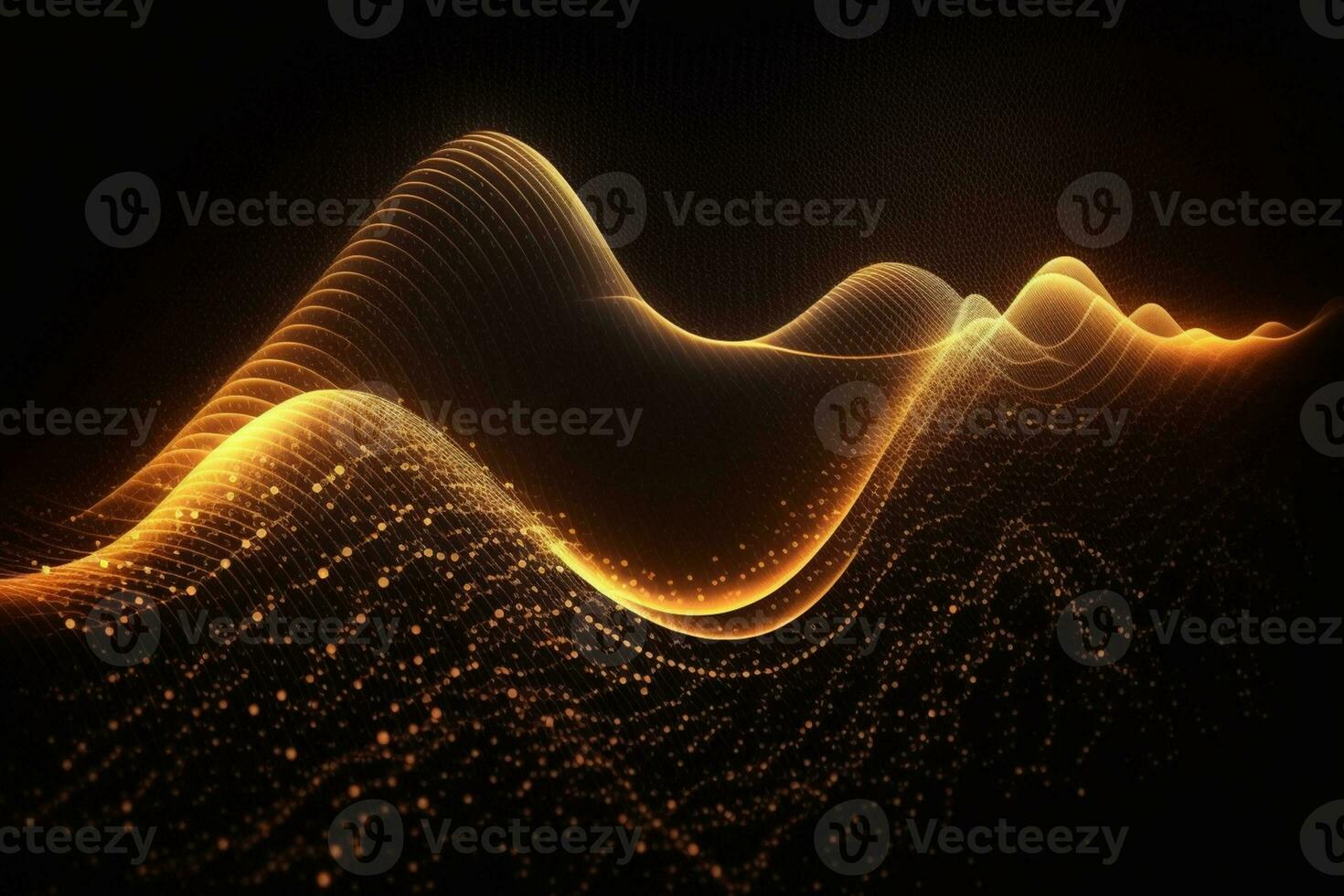 Abstract digital wave. Dynamic wave of glowing particles. Data technology background AI Generated photo