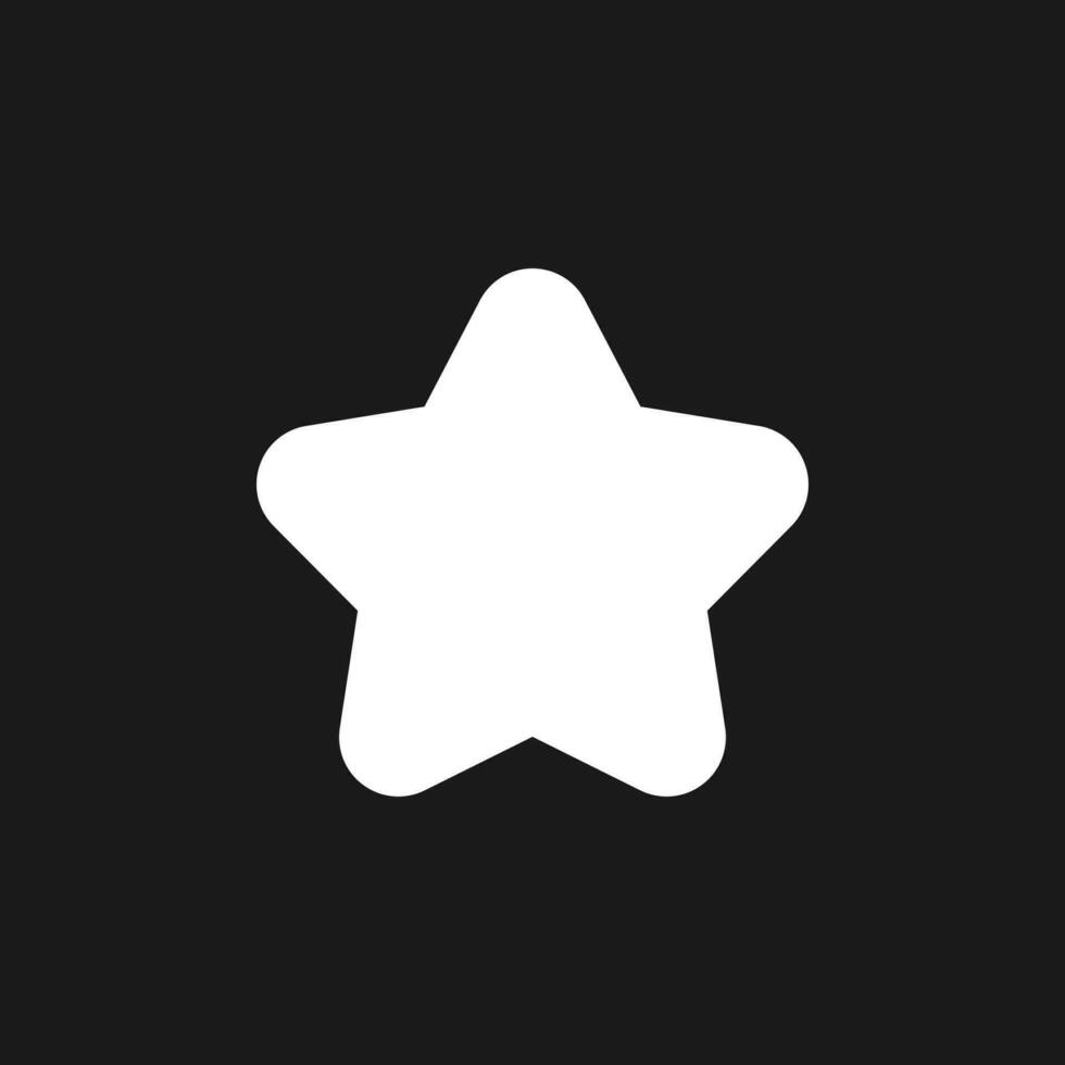 Star dark mode glyph ui icon. Favourite page mark. Adding bookmark. User interface design. White silhouette symbol on black space. Solid pictogram for web, mobile. Vector isolated illustration