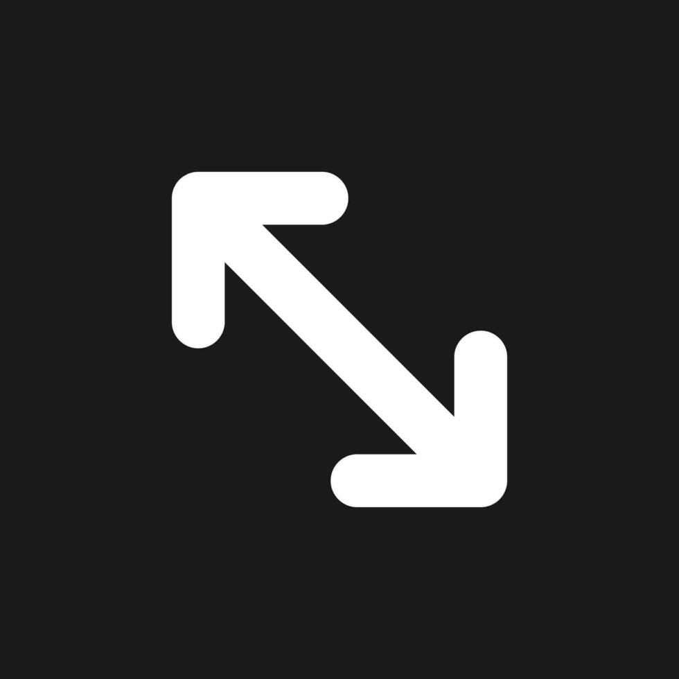 Expand dark mode glyph ui icon. Gesture on touch screen. Zoom out. User interface design. White silhouette symbol on black space. Solid pictogram for web, mobile. Vector isolated illustration