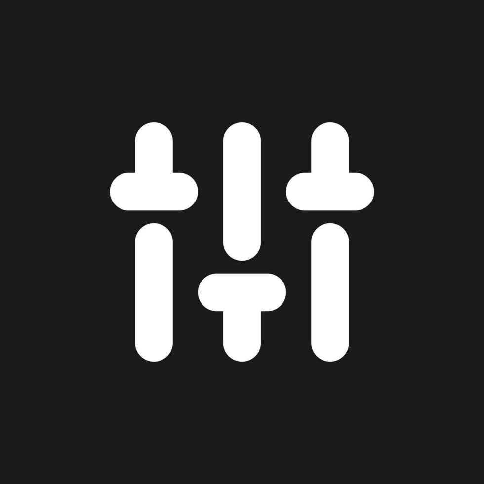 Vertical adjustment dark mode glyph ui icon. Sound control. Music level. User interface design. White silhouette symbol on black space. Solid pictogram for web, mobile. Vector isolated illustration