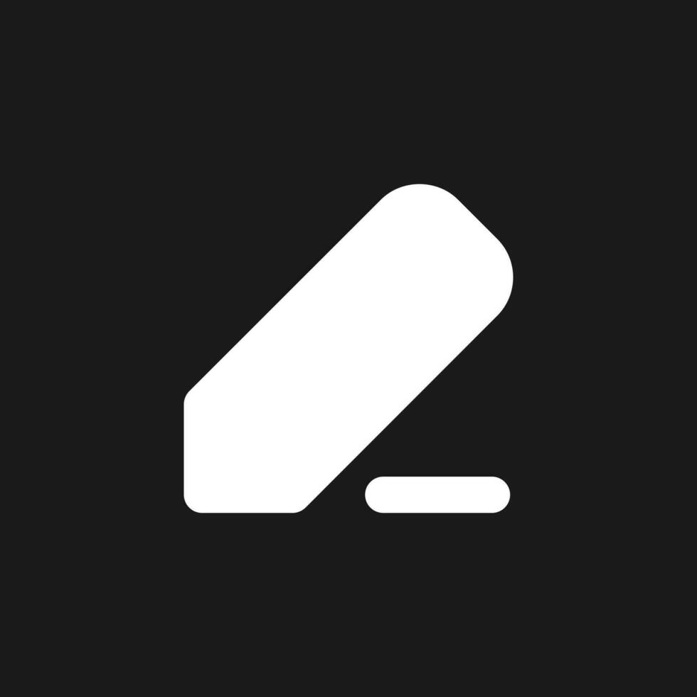 Note taking dark mode glyph ui icon. Editing text. Digital notebook. User interface design. White silhouette symbol on black space. Solid pictogram for web, mobile. Vector isolated illustration