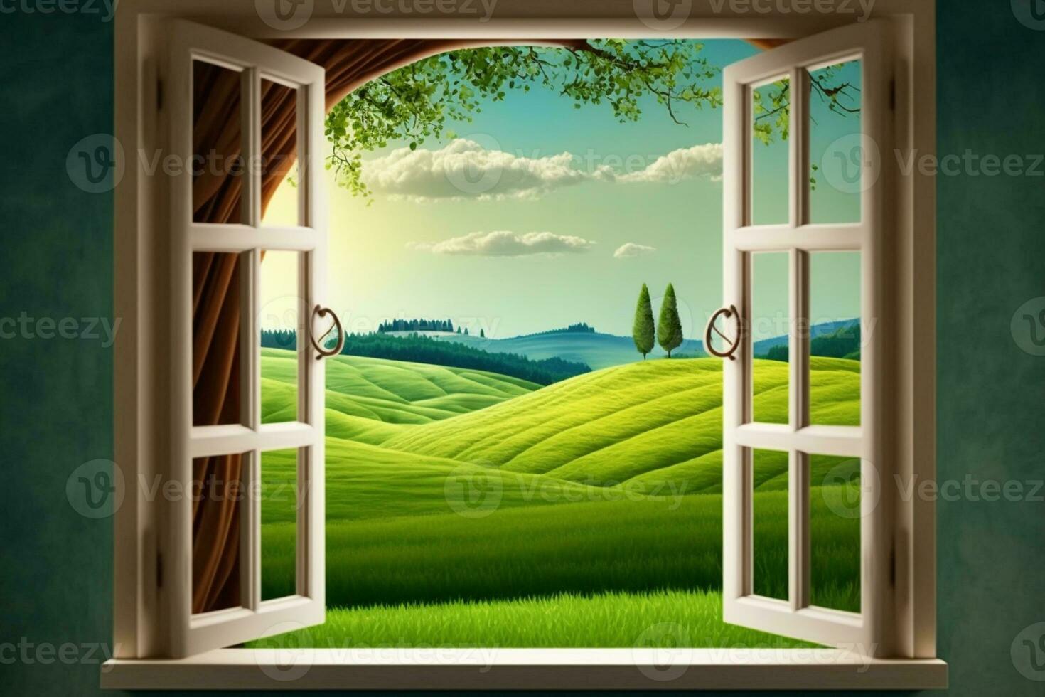 view from window at a wonderful landscape nature AI Generated photo