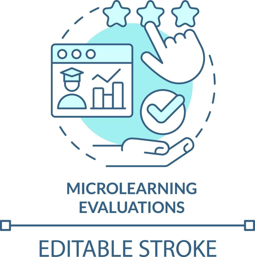 microaprendizaje evaluaciones turquesa concepto icono. micro aprendizaje módulo resumen idea Delgado línea ilustración. evaluación. aislado contorno dibujo. editable carrera vector