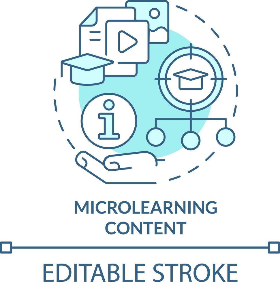 Microlearning content turquoise concept icon. Micro learning component abstract idea thin line illustration. Isolated outline drawing. Editable stroke vector