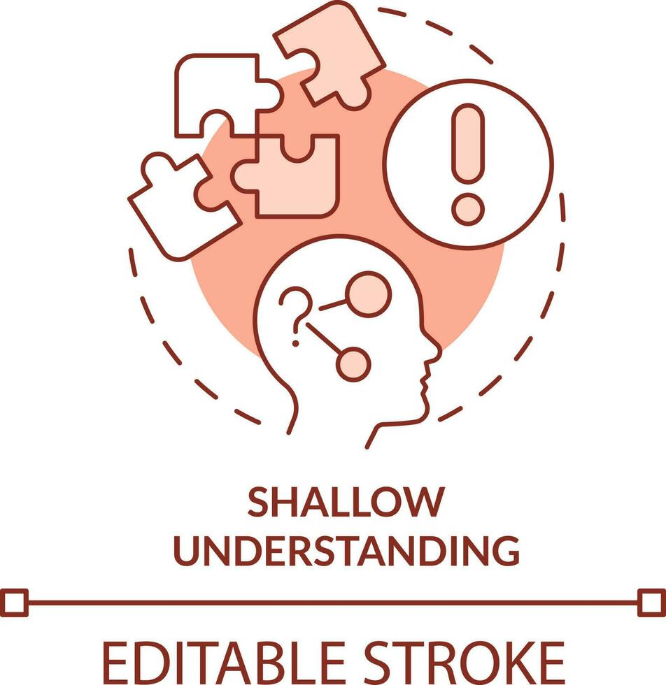 Shallow understanding terracotta concept icon. Microlearning disadvantage abstract idea thin line illustration. Isolated outline drawing. Editable stroke vector