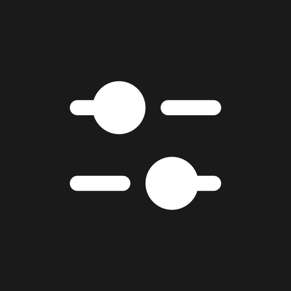 Horizontal adjust dark mode glyph ui icon. Equalizer. Sound option. User interface design. White silhouette symbol on black space. Solid pictogram for web, mobile. Vector isolated illustration
