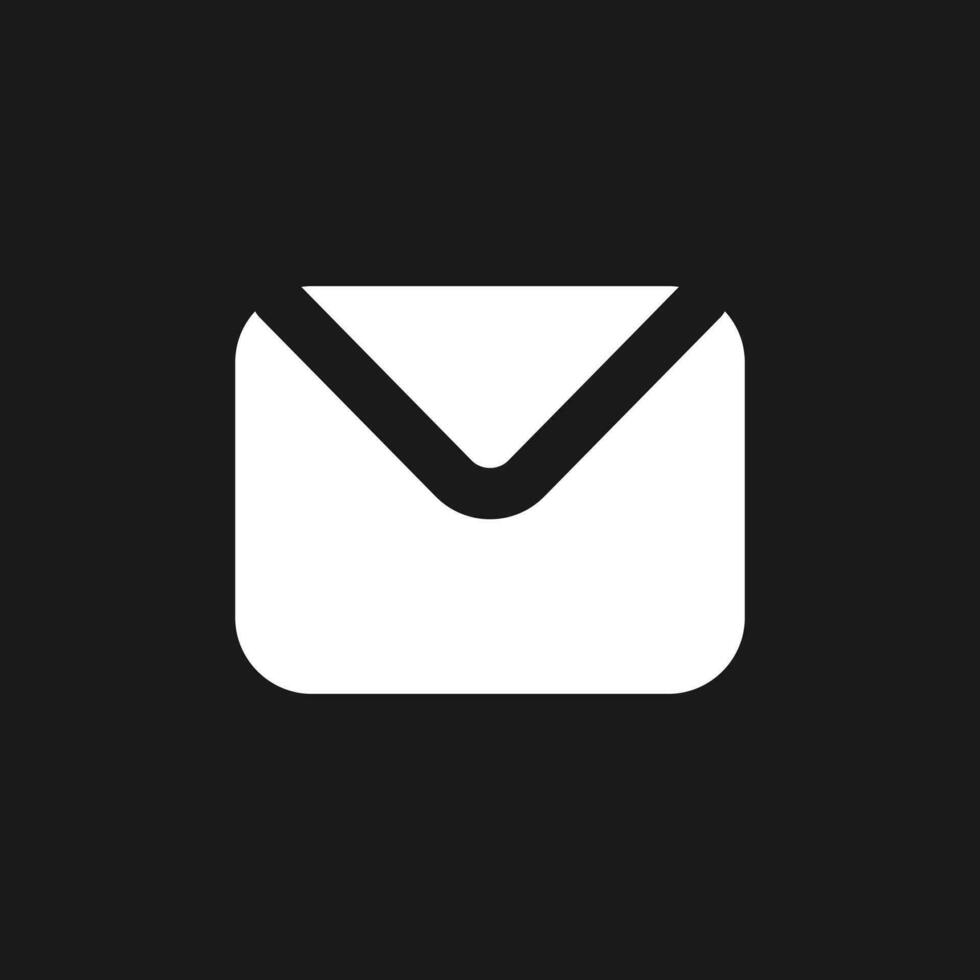 Unread message dark mode glyph ui icon. Text messaging. Communication app. User interface design. White silhouette symbol on black space. Solid pictogram for web, mobile. Vector isolated illustration