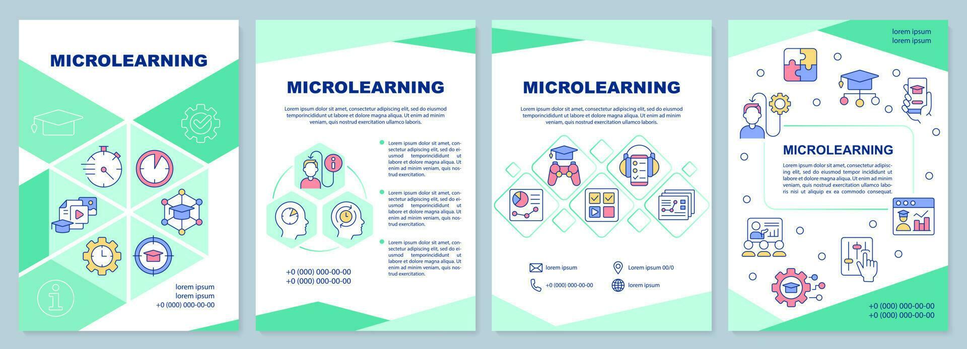 Microlearning approach green brochure template. E learning. Leaflet Microlearning approach green brochure template. E learning. Leaflet
