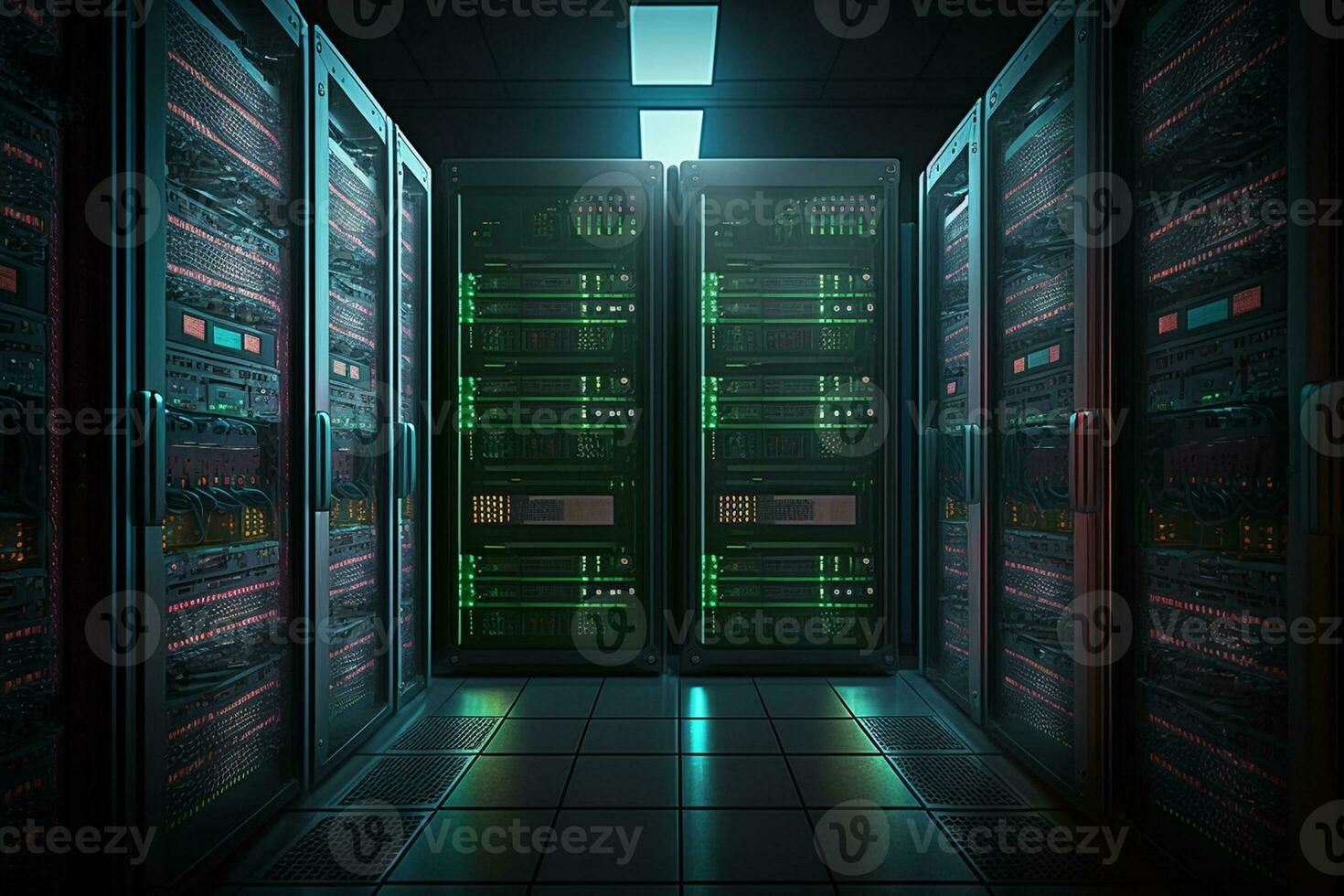 data center in server room with server racks AI Generated photo