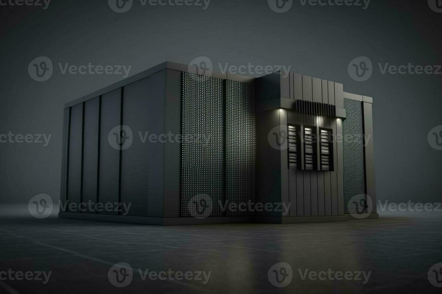 Modern dark data center, focus on the foreground AI Generated photo