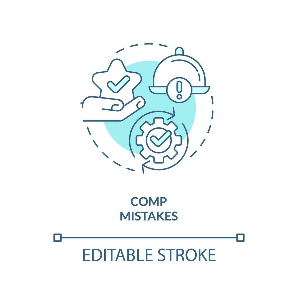 Comp mistakes turquoise concept icon. Improving customer satisfaction abstract idea thin line illustration. Compensation. Isolated outline drawing. Editable stroke vector