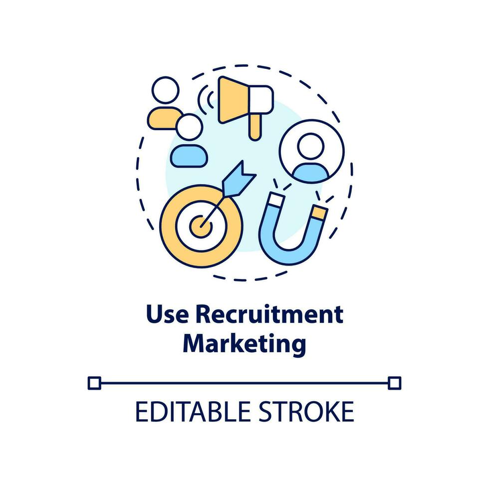 Use recruitment marketing concept icon. HR strategy. Talent magnet abstract idea thin line illustration. Isolated outline drawing. Editable stroke vector