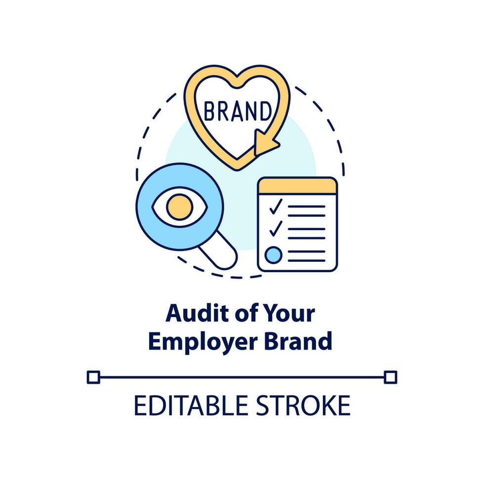 Audit of your employer brand concept icon. Analyze HR system. HR management abstract idea thin line illustration. Isolated outline drawing. Editable stroke vector