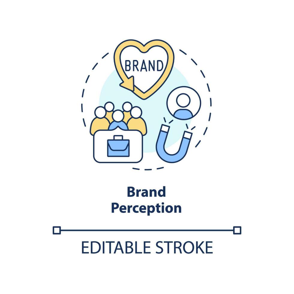 Brand perception concept icon. Talent magnet. Healthy company reputation abstract idea thin line illustration. Isolated outline drawing. Editable stroke vector