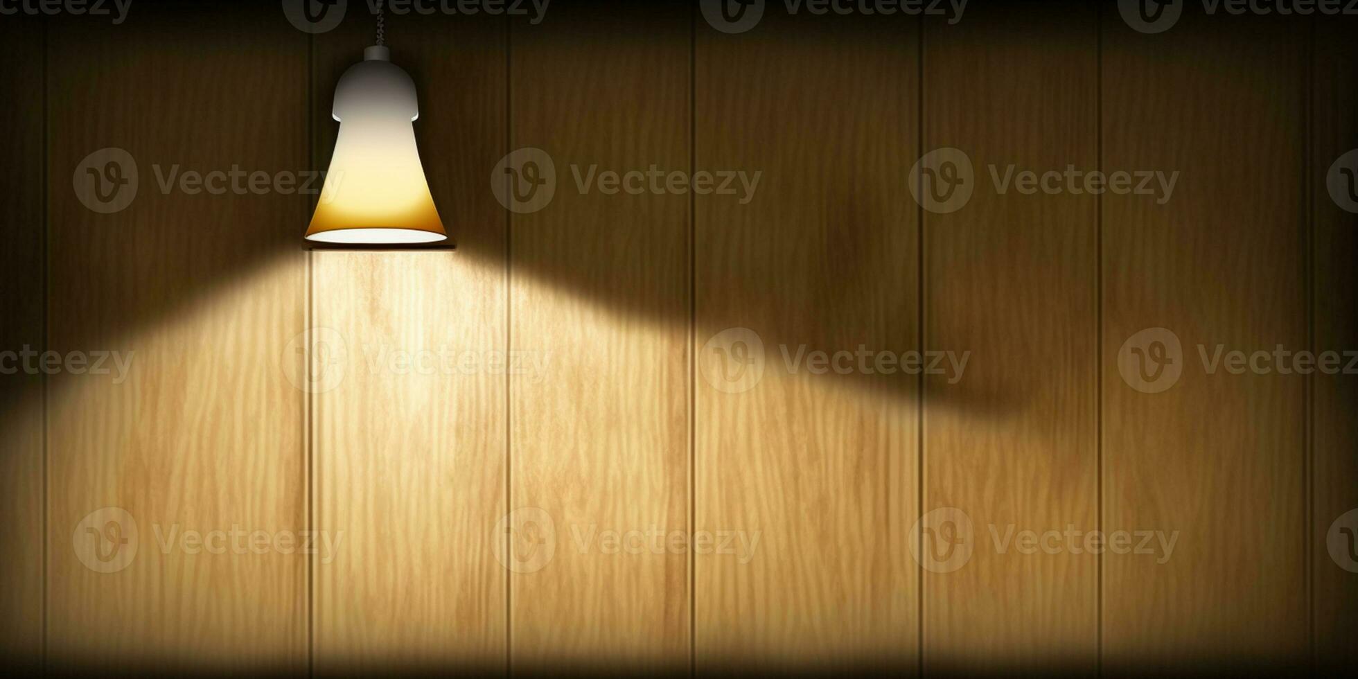 Lit realistic wooden wall, top light shadow AI Generated photo