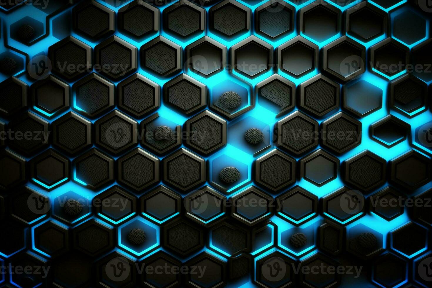 Clear pattern abstract background hexagon black and blue, wallpaper futuristic AI Generated photo