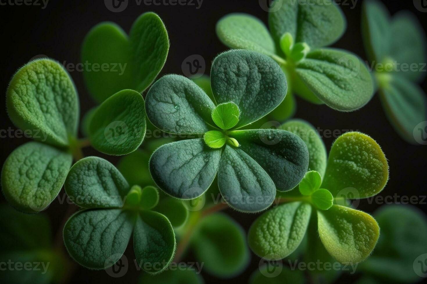 Close up of a bunch of green clover AI Generated photo