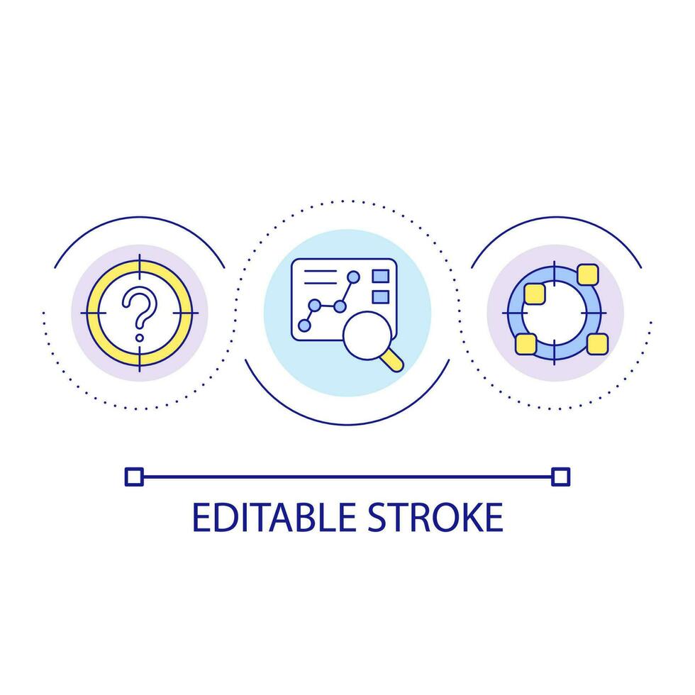 Choose goal of research loop concept icon. Collect data to get result. Facts analysis abstract idea thin line illustration. Isolated outline drawing. Editable stroke vector