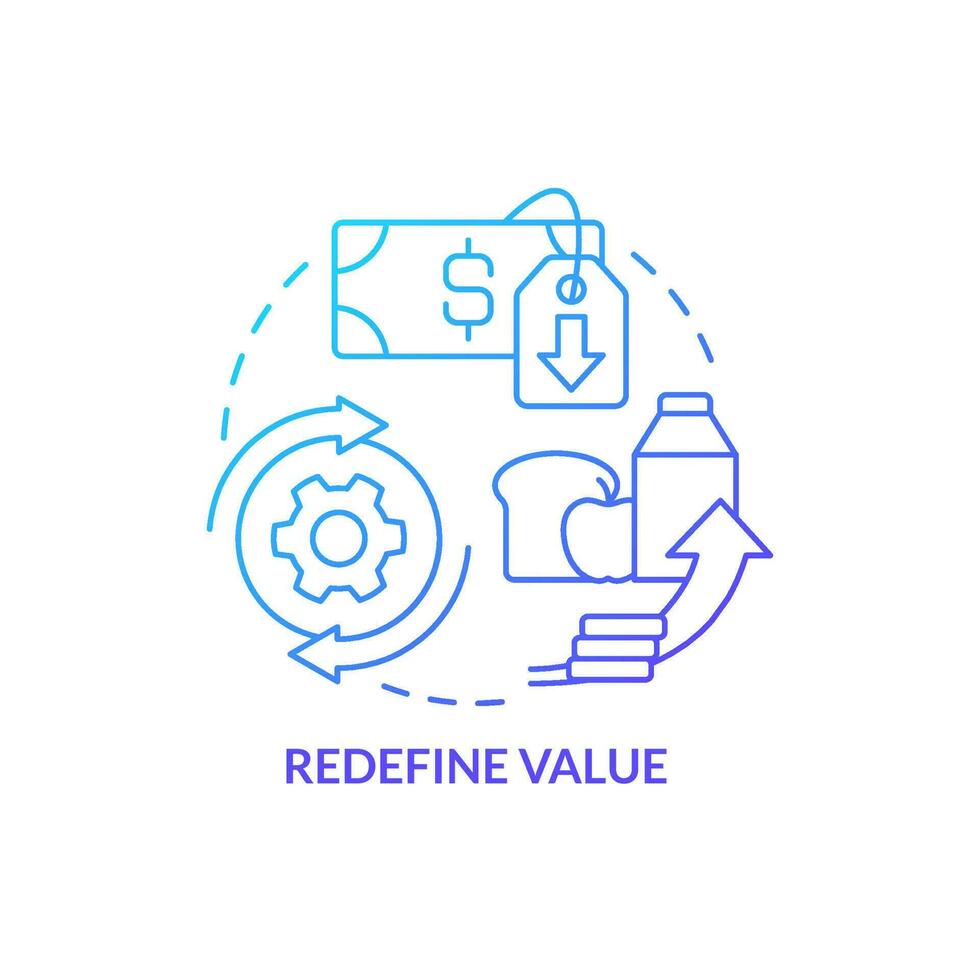 Redefine values blue gradient concept icon. Change product package size. Goods price. Managing prices abstract idea thin line illustration. Isolated outline drawing vector
