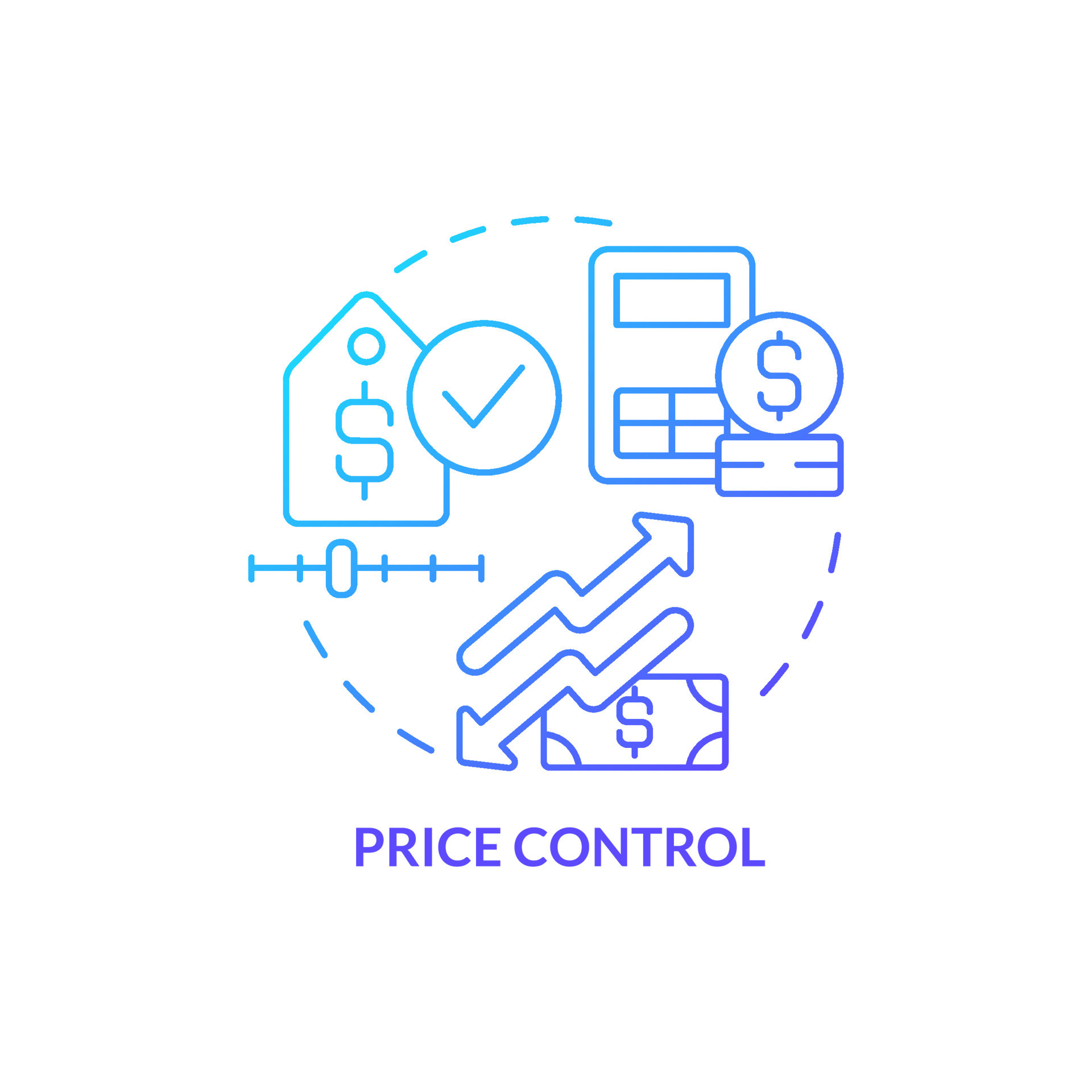 Price control blue gradient concept icon. Wages regulation. How can