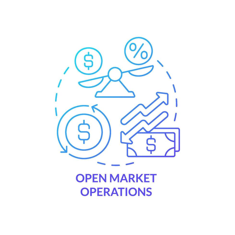 Open market operations blue gradient concept icon. Finances. How can government deal with inflation abstract idea thin line illustration. Isolated outline drawing vector