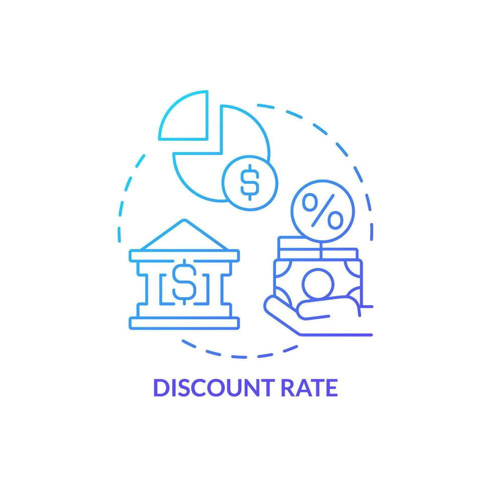 Discount rate blue gradient concept icon. Central bank. How can government deal with inflation abstract idea thin line illustration. Isolated outline drawing vector