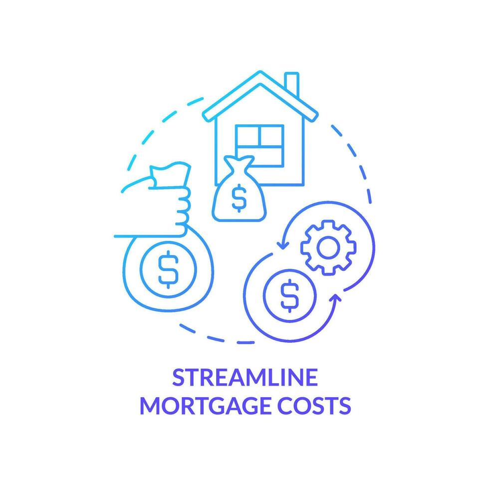 Streamline mortgage costs blue gradient concept icon. Refinancing. Budgeting for inflation abstract idea thin line illustration. Isolated outline drawing vector