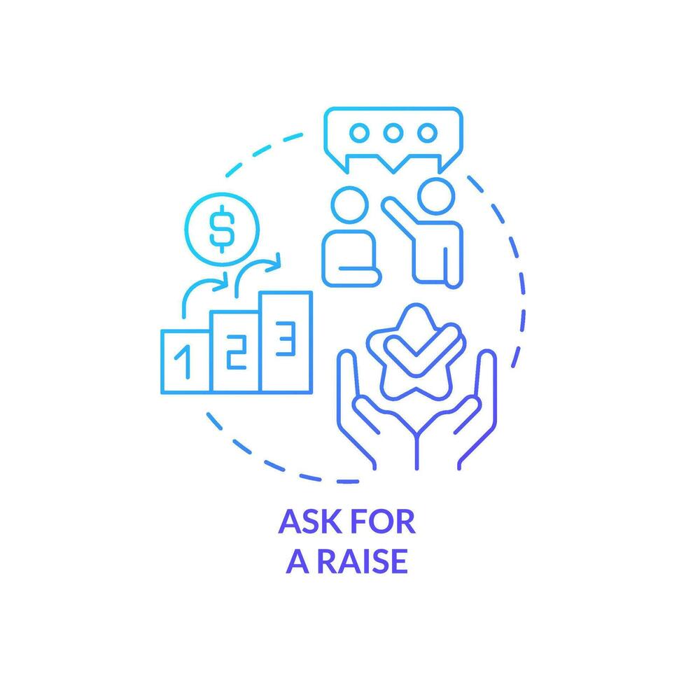 Ask for raise blue gradient concept icon. Wages increase. How can consumers deal with inflation abstract idea thin line illustration. Isolated outline drawing vector