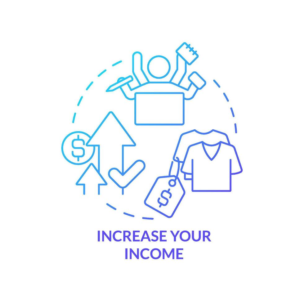 Increase your income blue gradient concept icon. Change job for better pay. Budgeting for inflation abstract idea thin line illustration. Isolated outline drawing vector