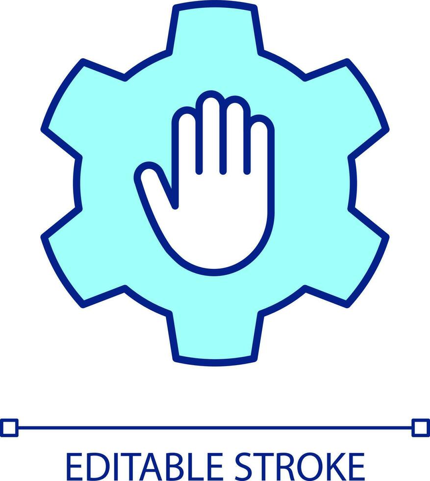 Stop process RGB color icon. Complete and discontinue working process. Finishing project. Isolated vector illustration. Simple filled line drawing. Editable stroke
