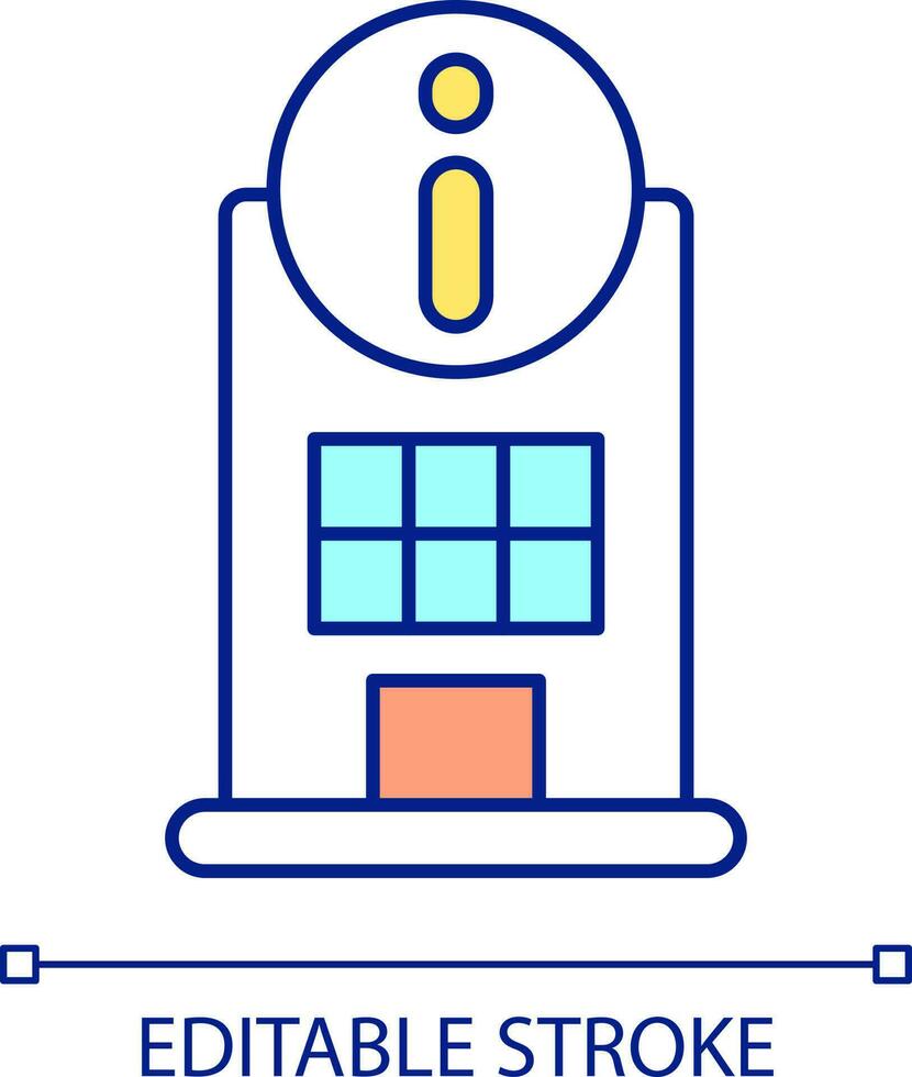 Information center RGB color icon. Office and company building. Gathering data. Infrastructure. Isolated vector illustration. Simple filled line drawing. Editable stroke