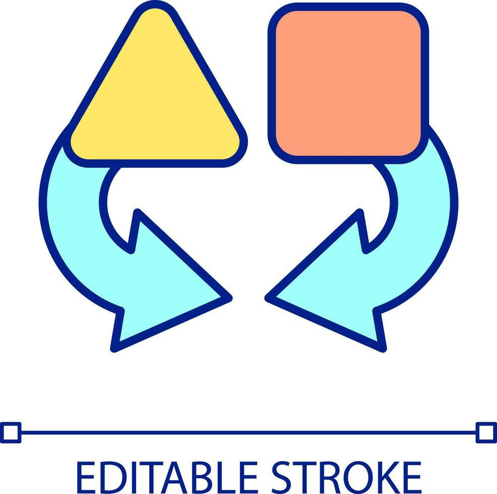 Different sectors merger RGB color icon. Opposite elements. Combination and integration of segments. Isolated vector illustration. Simple filled line drawing. Editable stroke