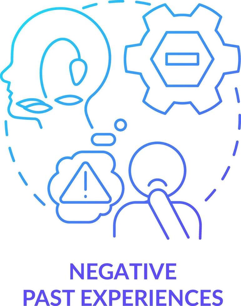Negative past experiences blue gradient concept icon. Fear and depression. Resisting changes reason abstract idea thin line illustration. Isolated outline drawing vector